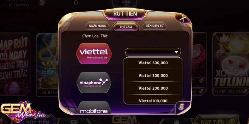 Yêu cầu bắt buộc khi rút tiền Gemwin